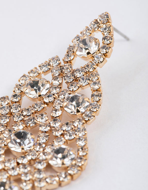 Gold Marquise Chandelier Earrings