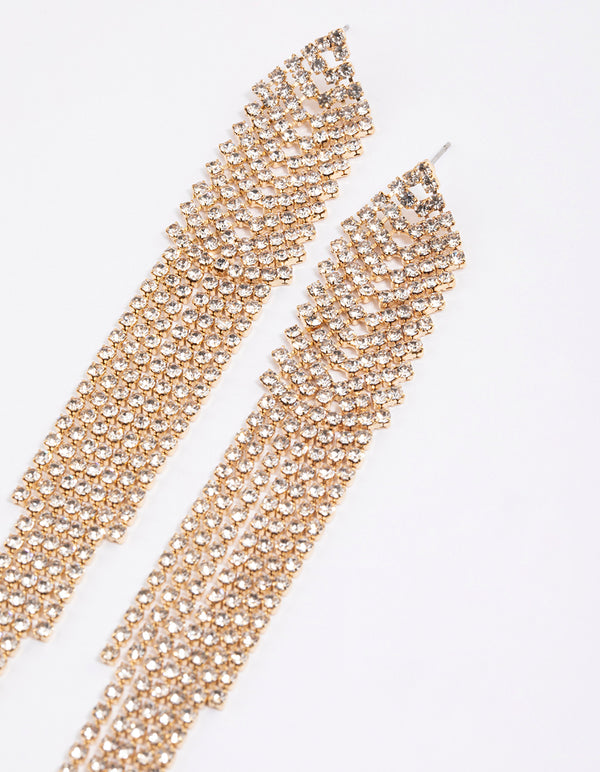 Gold Cup Chain Chandelier Earrings