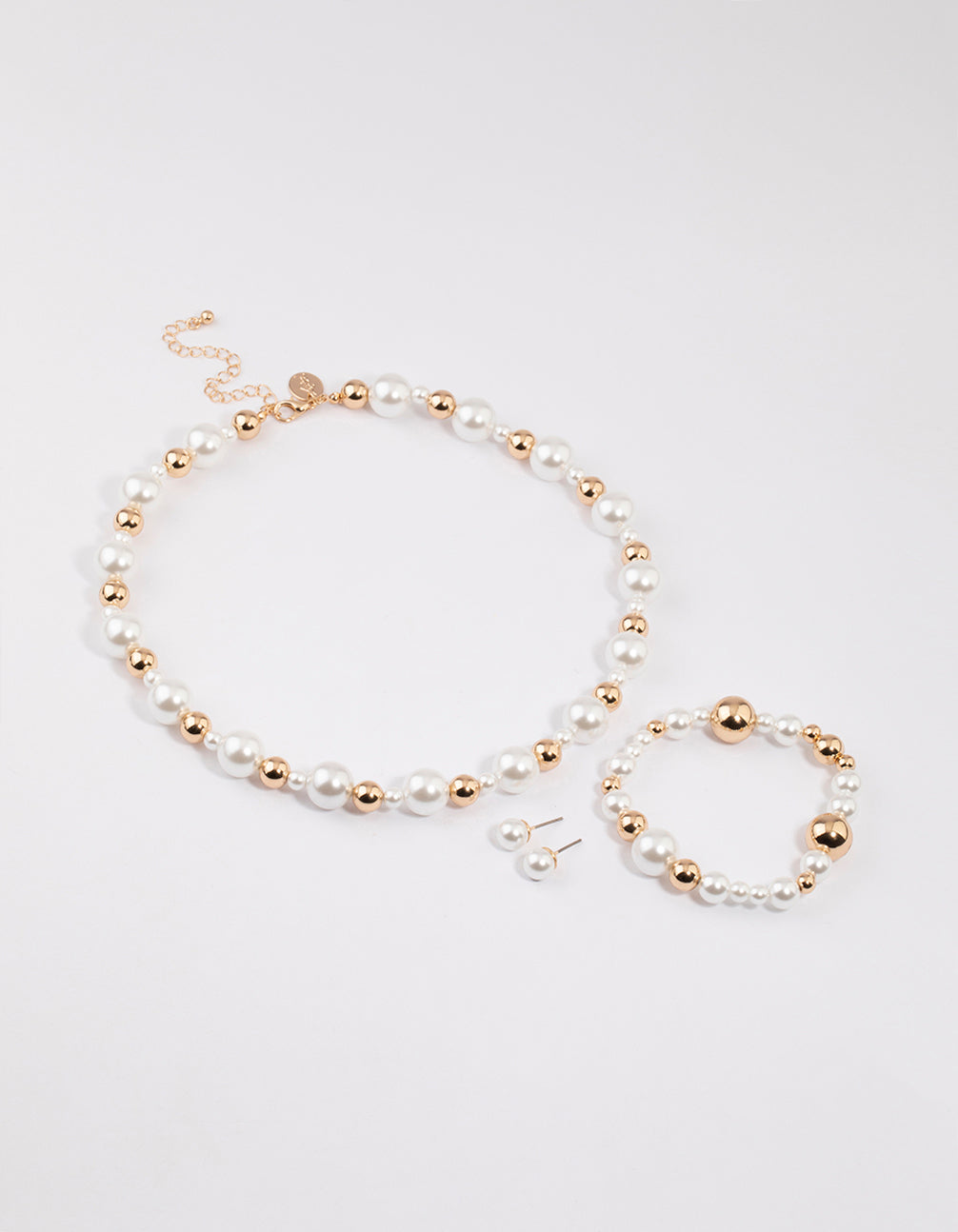 Gold Pearl Round Jewellery Set