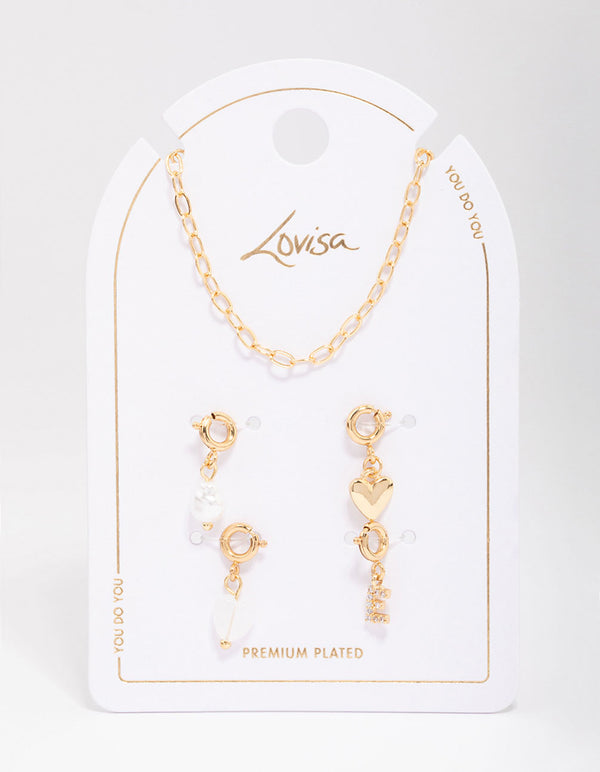 Letter 'E' Gold Plated Initial Customisable Charm Necklace