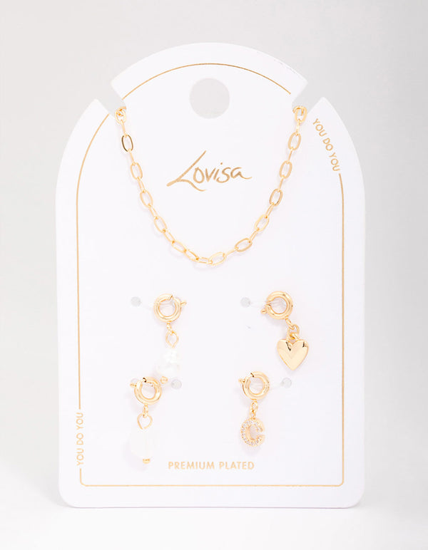 Letter 'C' Gold Plated Initial Customisable Charm Necklace