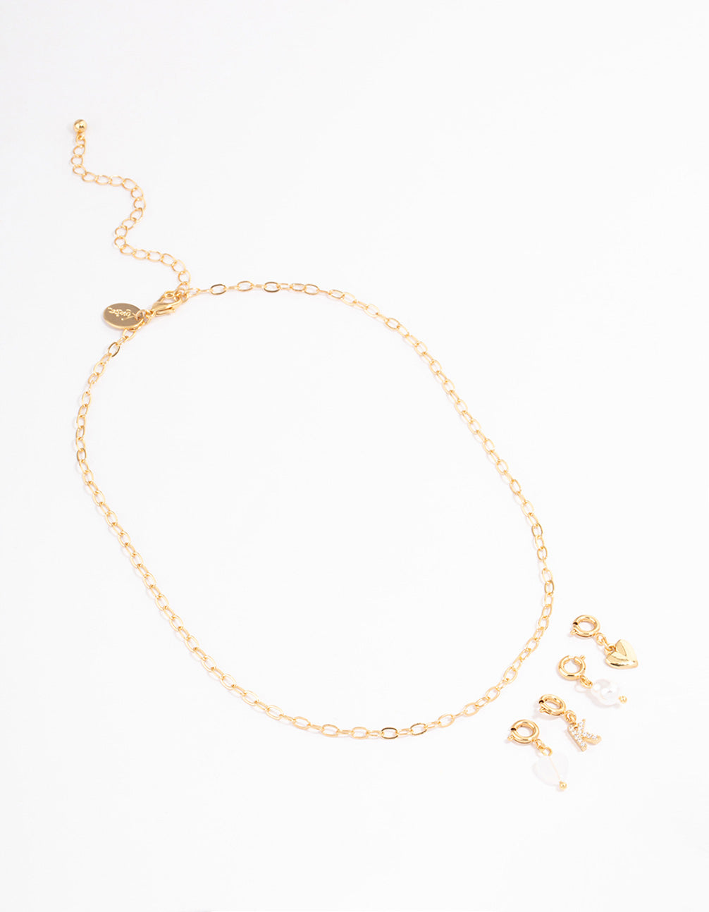Letter 'K' Gold Plated Initial Personalised Charm Necklace