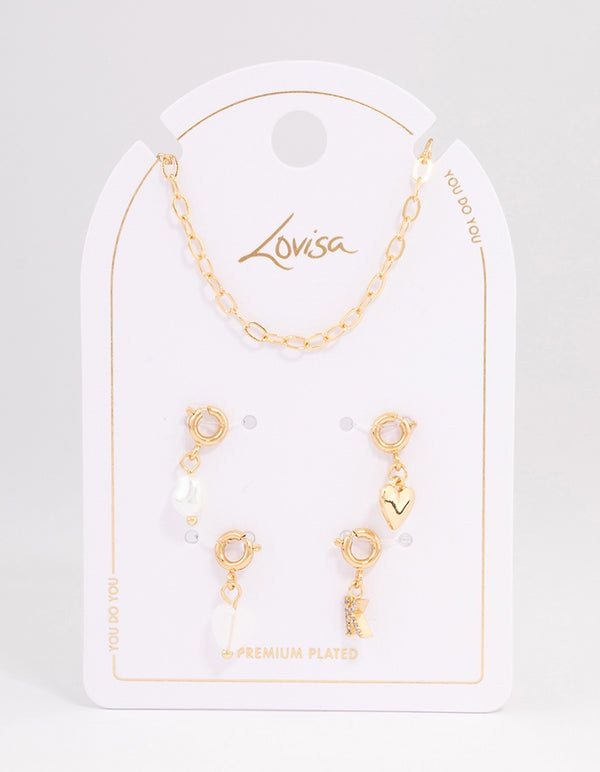 Letter 'K' Gold Plated Initial Personalised Charm Necklace