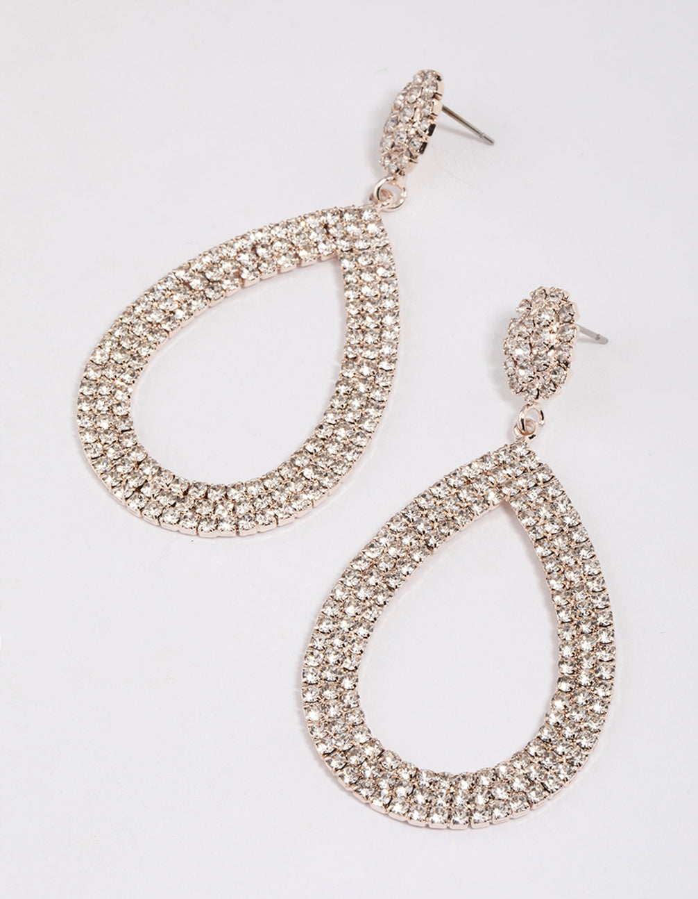 Rose Gold Statement Pear-Shaped Drop Earrings