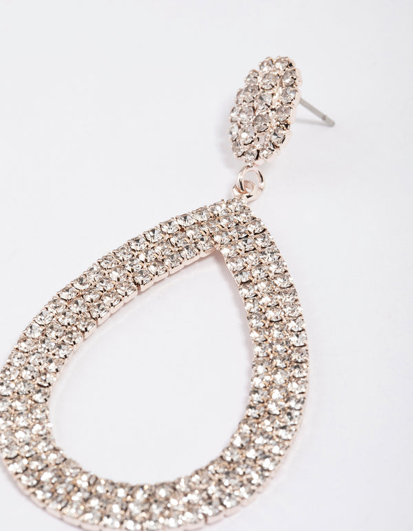 Rose Gold Statement Pear-Shaped Drop Earrings