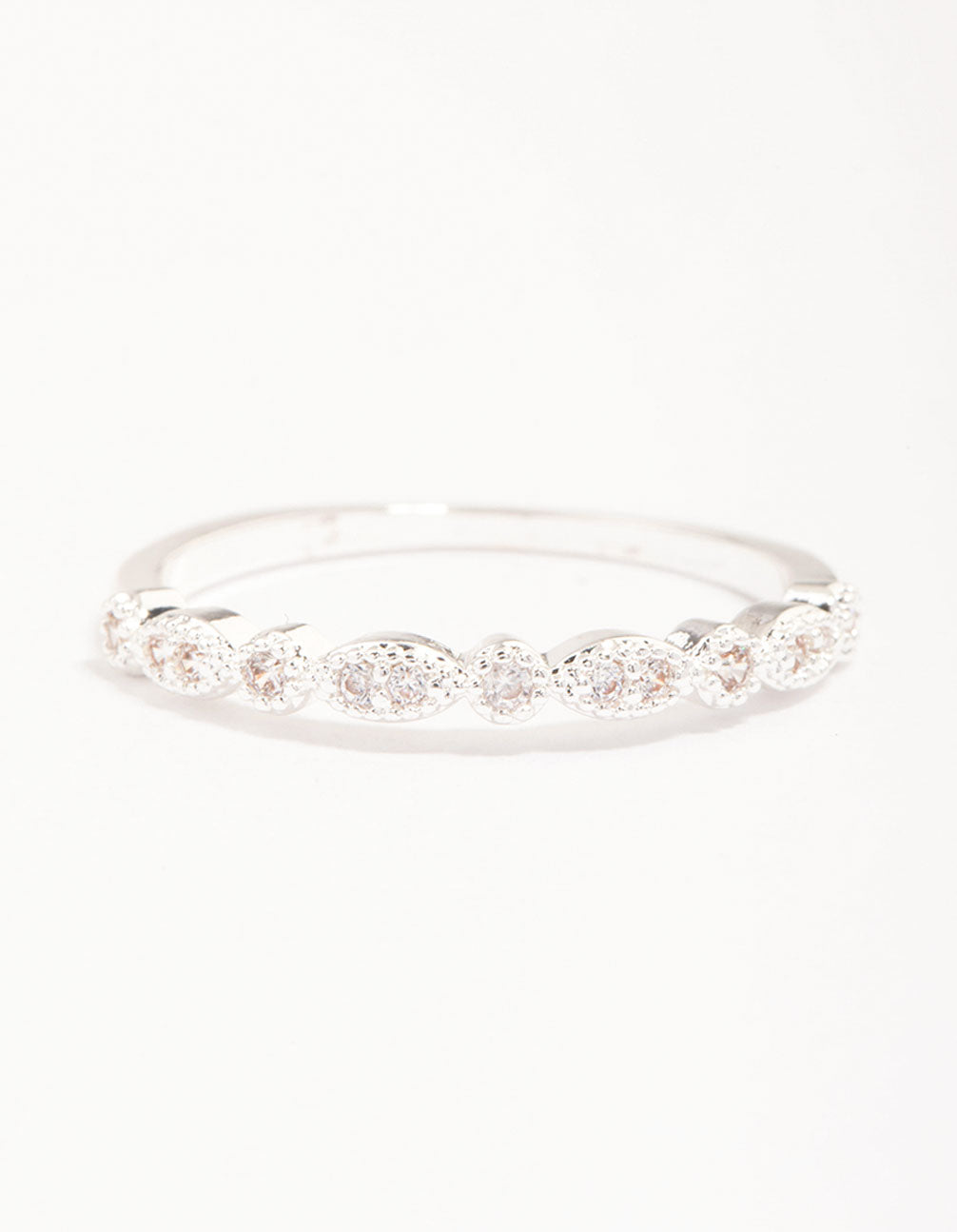 Silver Plated Cubic Zirconia Teardrop Stone Ring Pack
