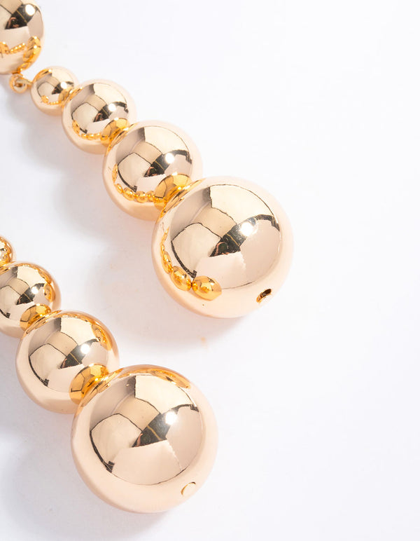 Gold Graduating Round Ball Drop Earrings