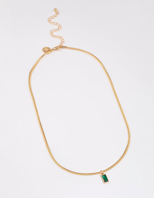 Gold Plated Classic Cubic Zirconia Baguette Necklace