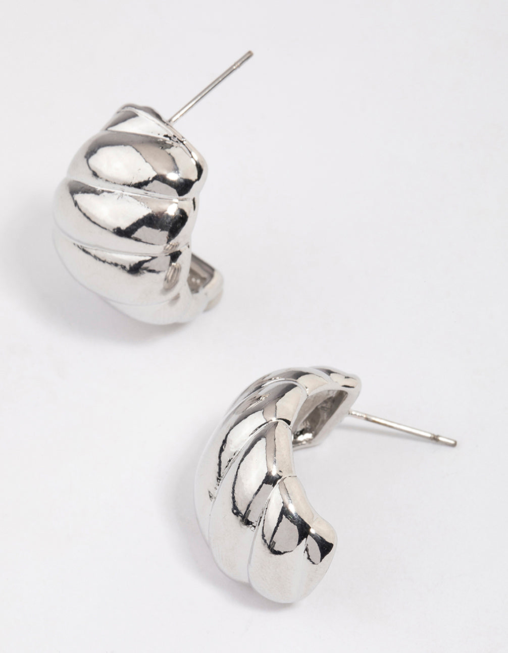 Silver Croissant Mini Hoop Earrings