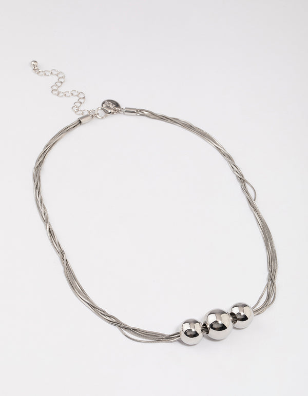 Silver Snake Chain Ball Necklace