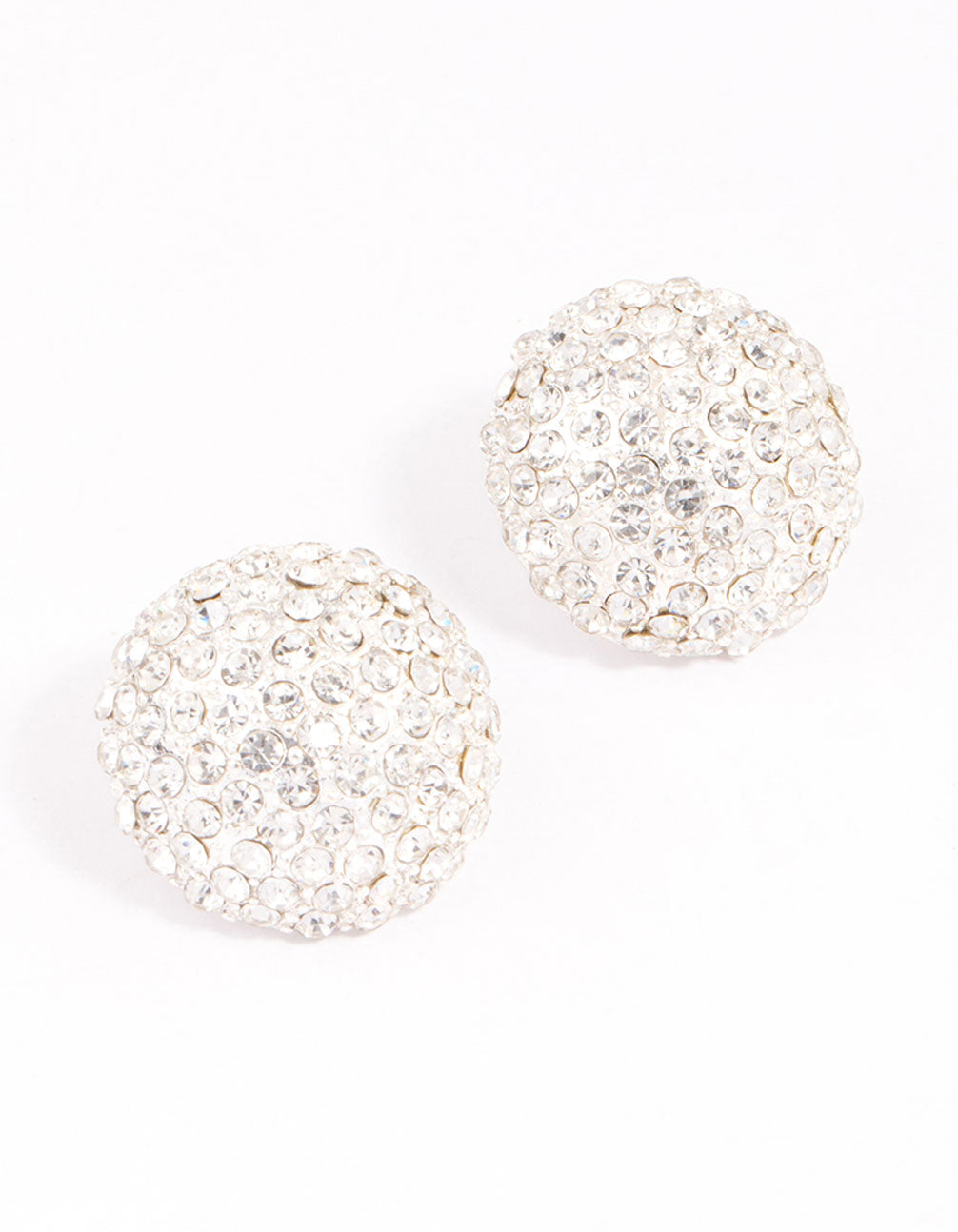 Silver Statement Diamante Dome Stud Earrings