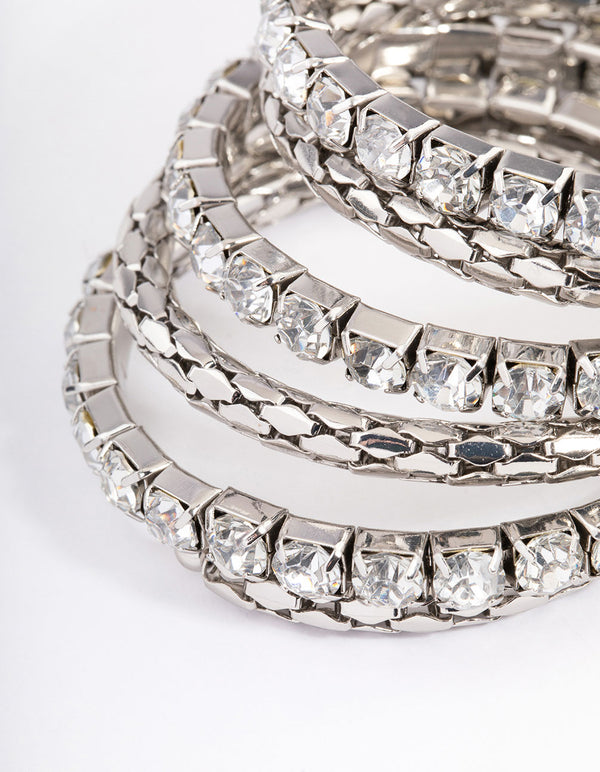 Silver Chunky Diamante Chain Wrapped Bracelet