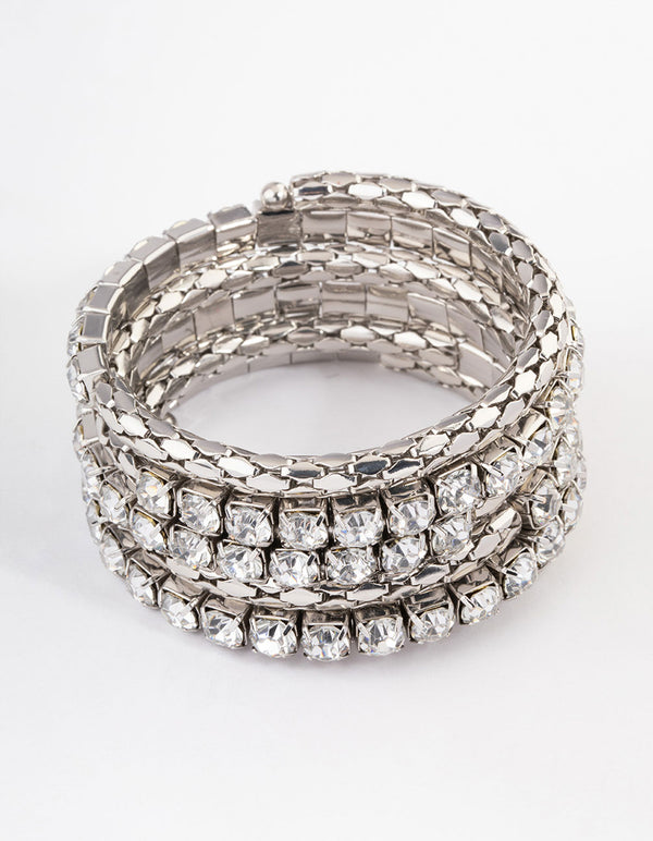 Silver Chunky Diamante Chain Wrapped Bracelet