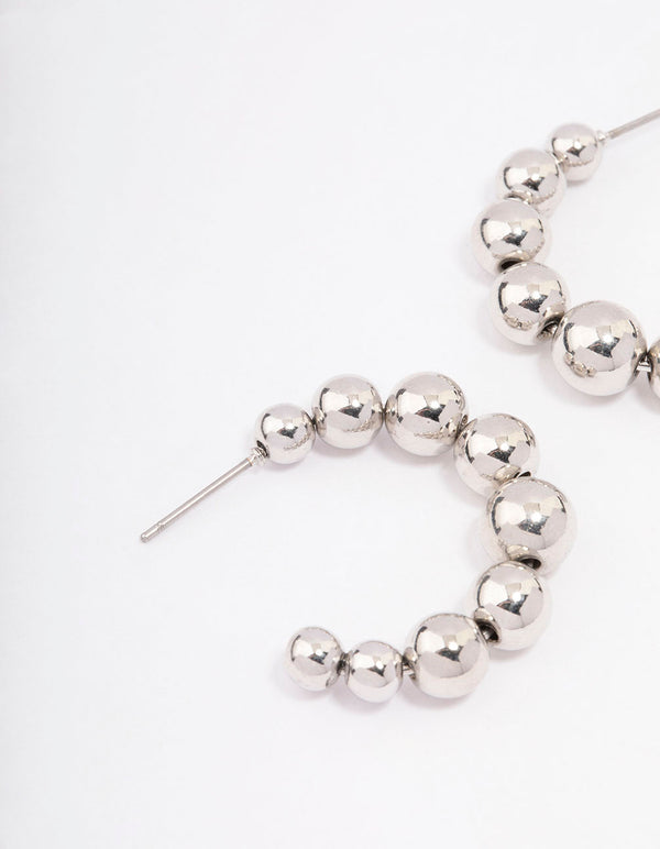 Silver Chunky Ball Hoop Earrings