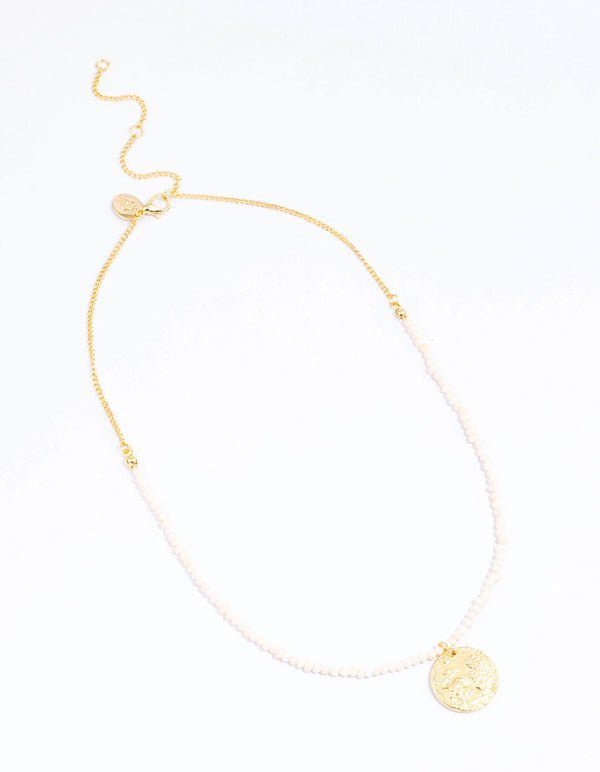 Gold Plated Mini Freshwater Pearl Molten Disc Necklace