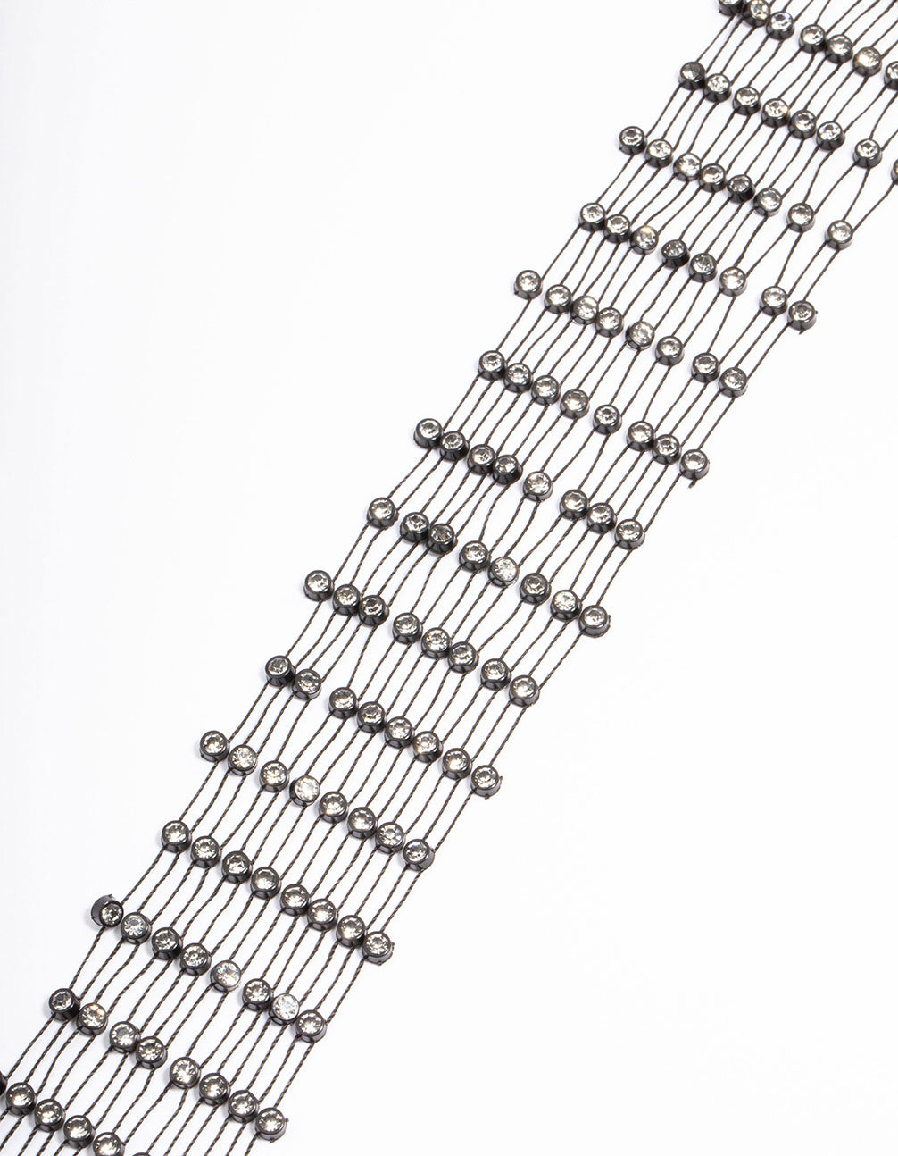 Black Mesh Stretch Diamante Scarf Necklace