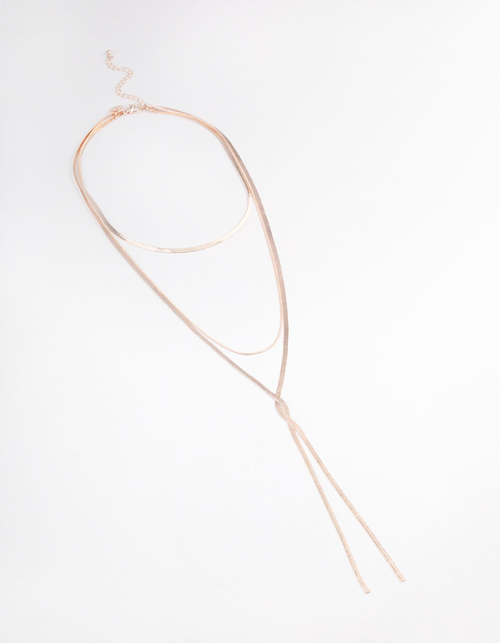 Rose Gold Flat Snake Chain Y-Shape Necklace