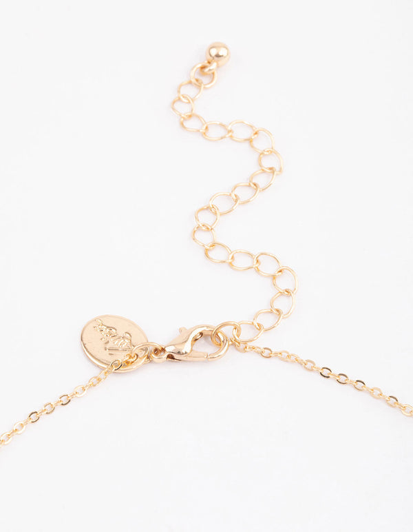 Gold Mixed Teardrop Stone Necklace