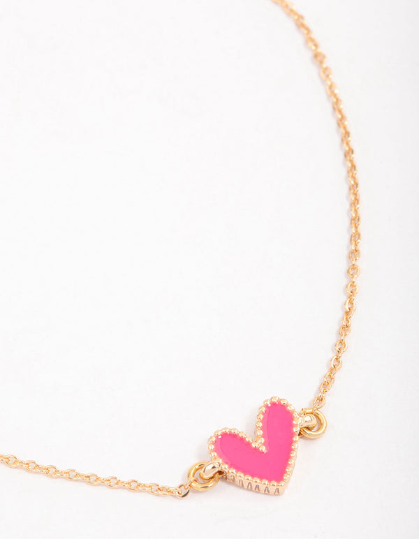 Gold Mini Heart Pendant Bracelet