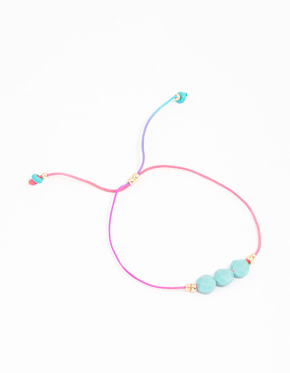 Fabric Triple Ball Stone Toggle Bracelet