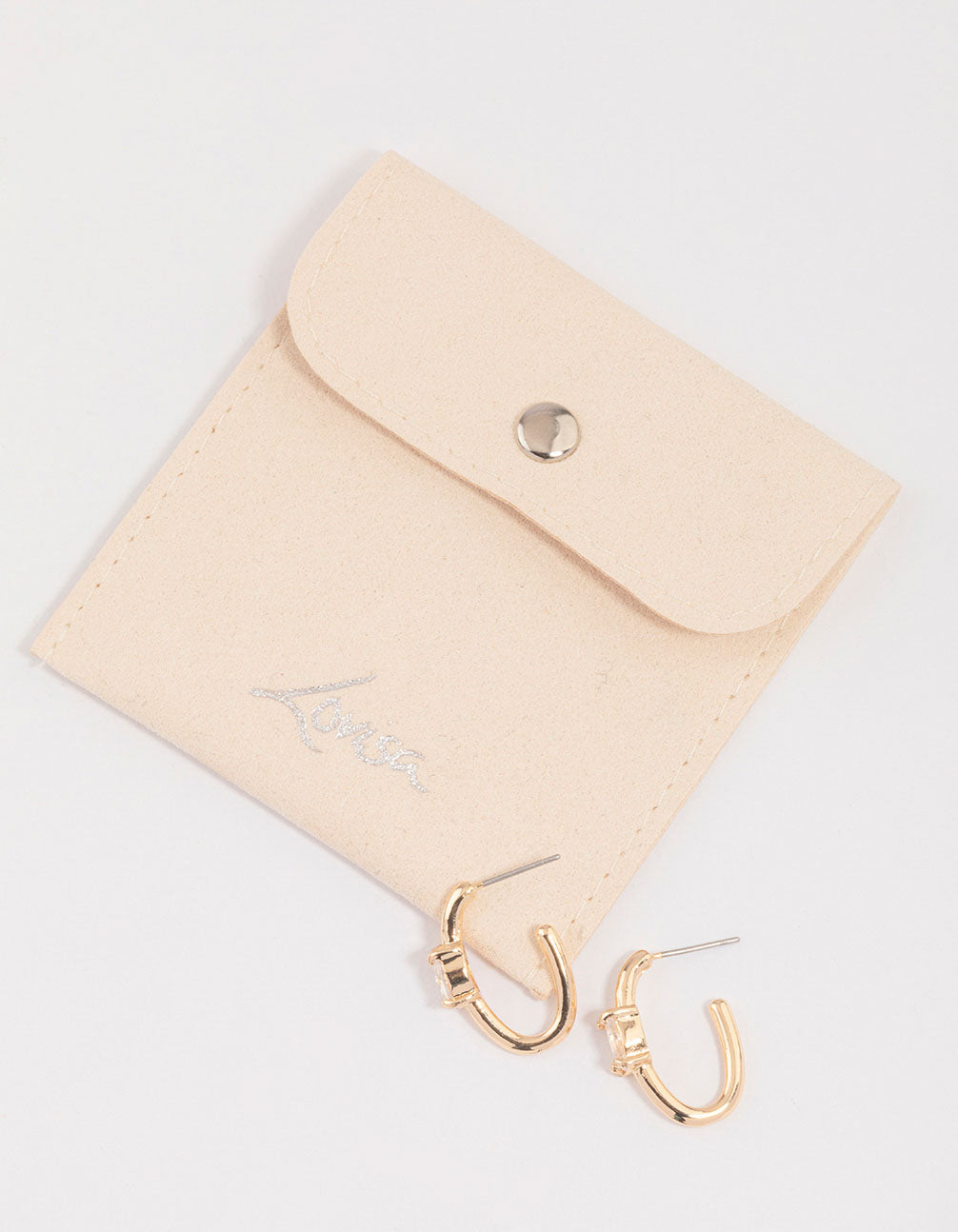 Gold Diamante Oval Hoop Earrings & Polishing Set