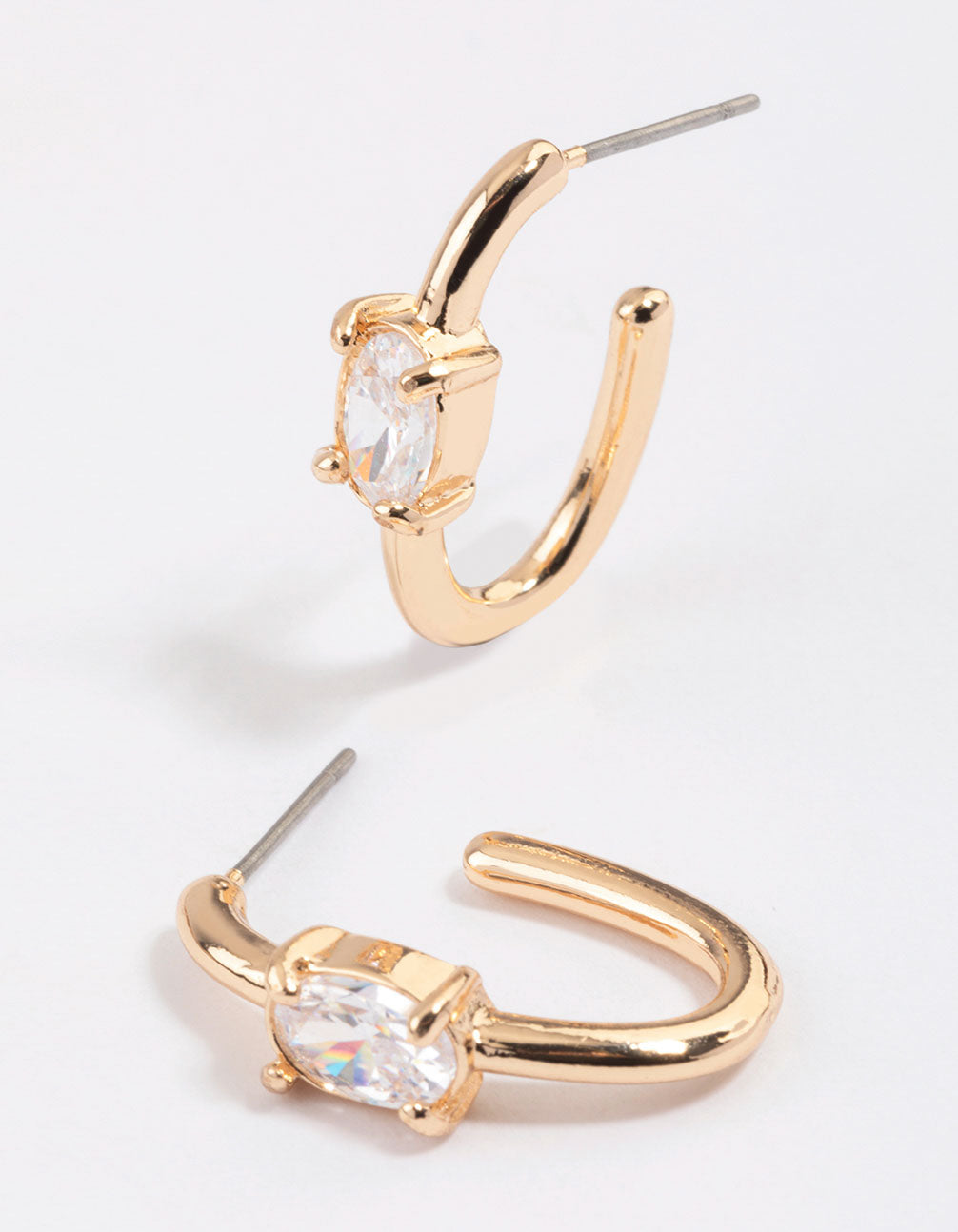 Gold Diamante Oval Hoop Earrings & Polishing Set