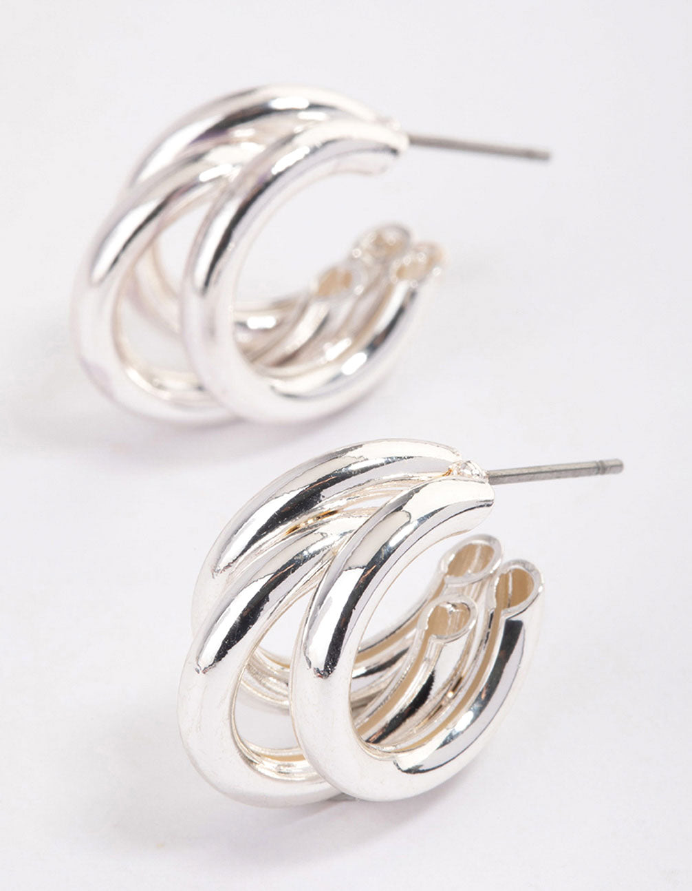 Silver Triple Row Hoop Earrings & Polishing Set