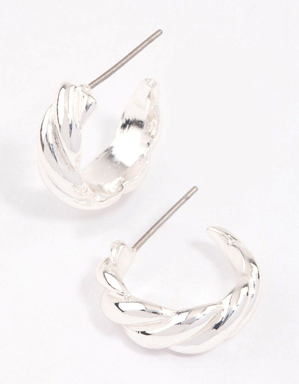 Silver Rope Twisted Huggie Earrings & Polishing Set