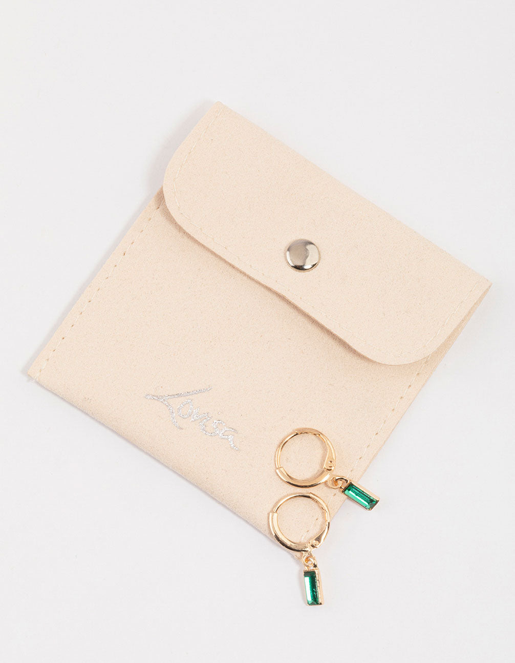 Gold Baguette Huggie Hoop Earrings & Polishing Set
