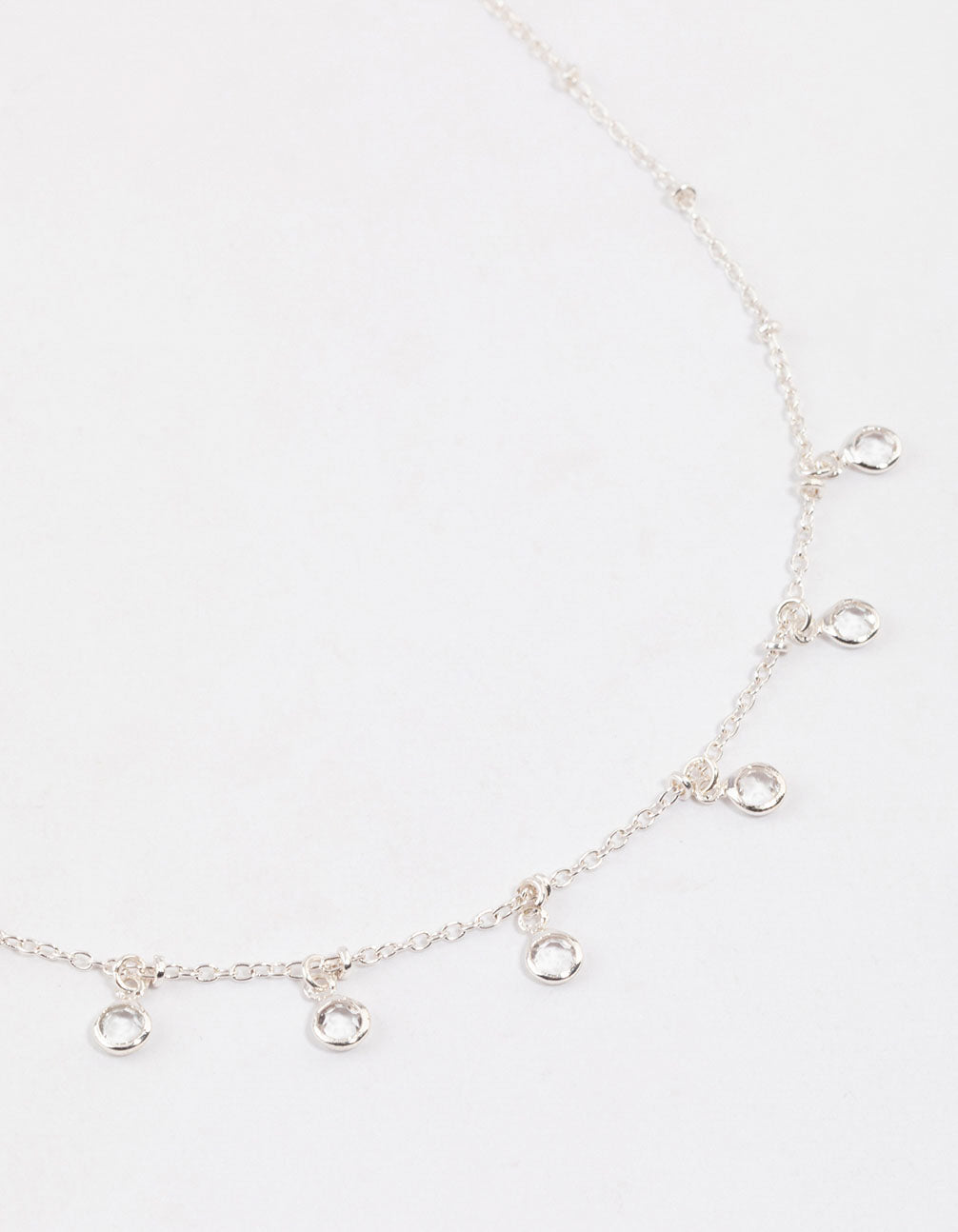 Silver Bezel Diamante Droplet Necklace & Polishing Set