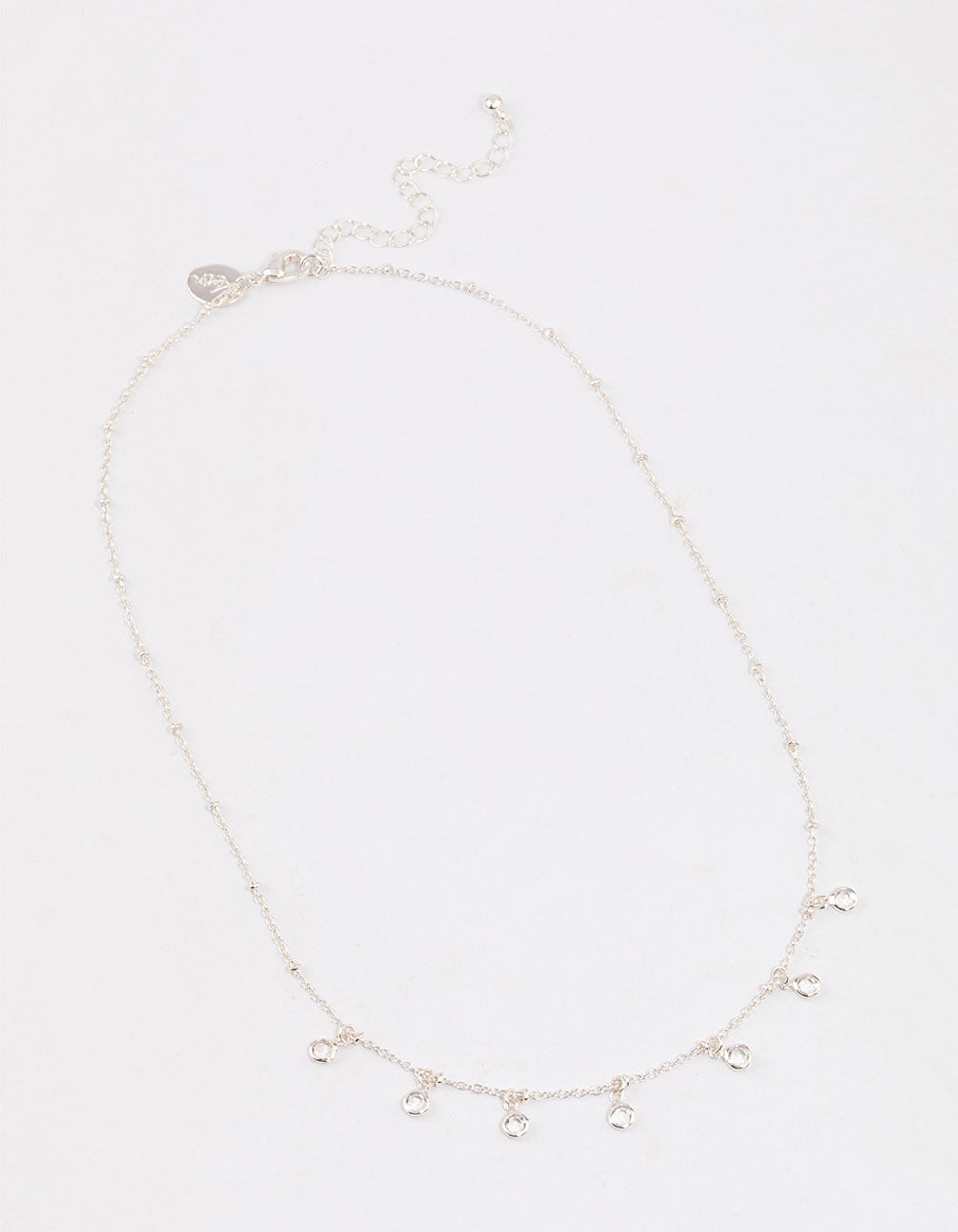 Silver Bezel Diamante Droplet Necklace & Polishing Set