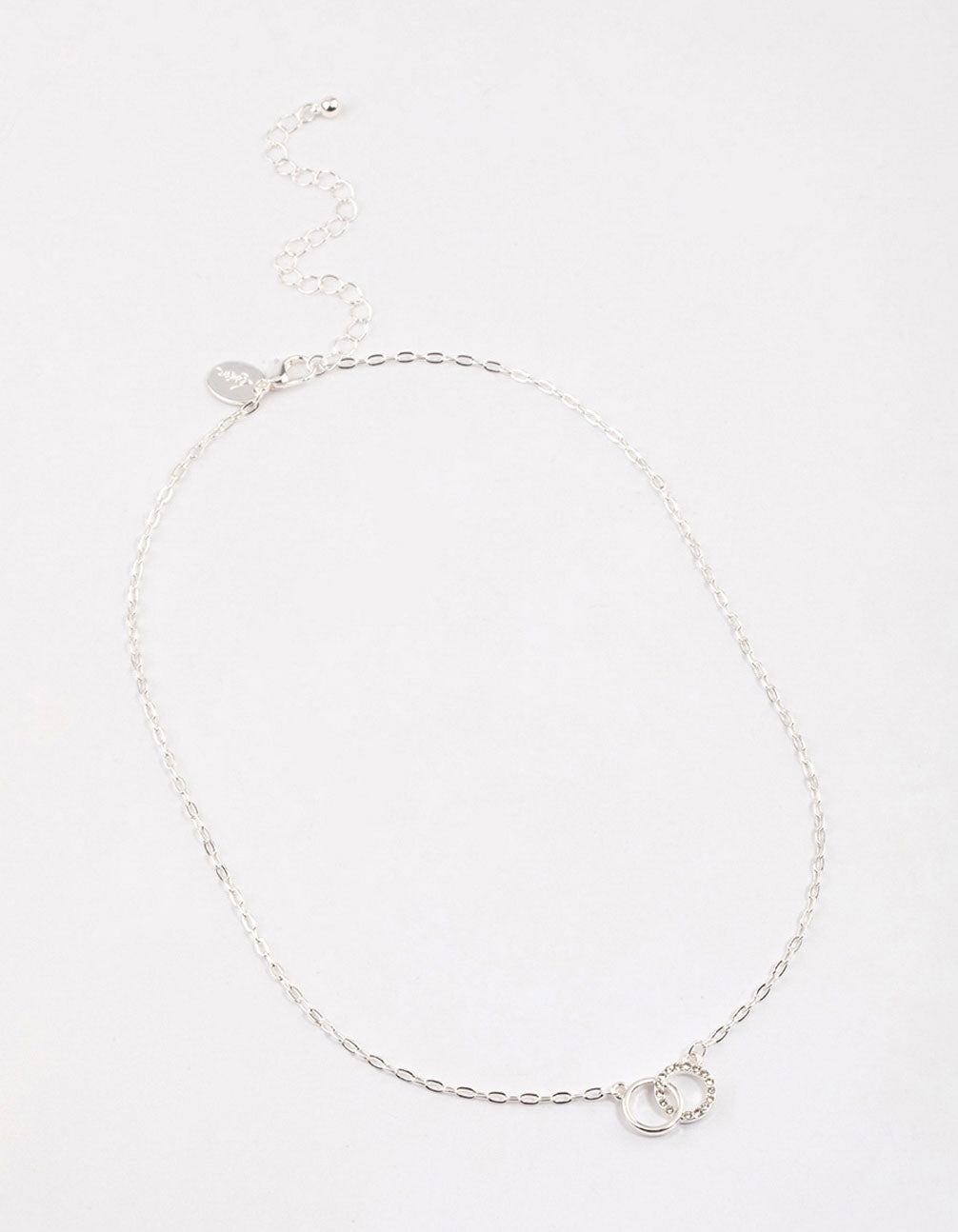 Silver Linked Circle Diamante Necklace & Polishing Set