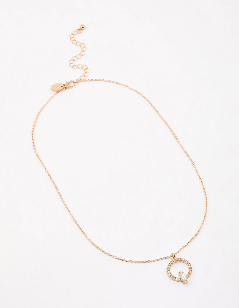 Gold Open Circle Baguette Necklace & Polishing Set