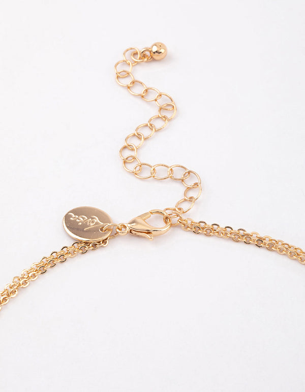 Gold Baguette Pearl Layered Necklace & Polishing Set