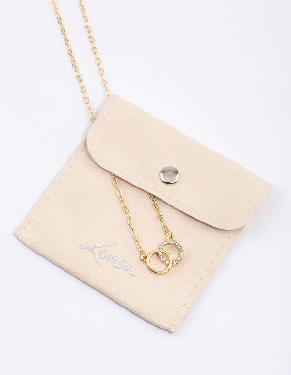 Gold Linked Circle Diamante Necklace & Polishing Set