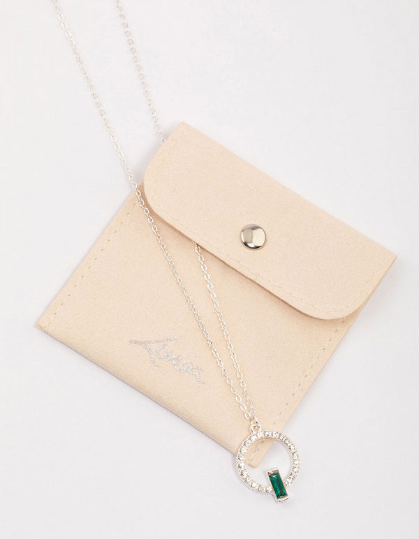 Silver Open Circle Baguette Necklace & Polishing Set