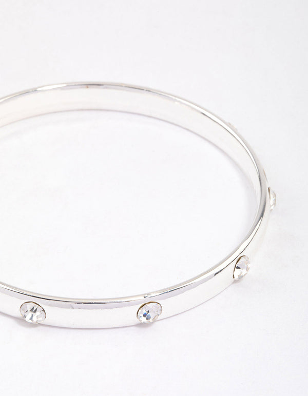 Silver Diamante Inlay Bangle & Polishing Set
