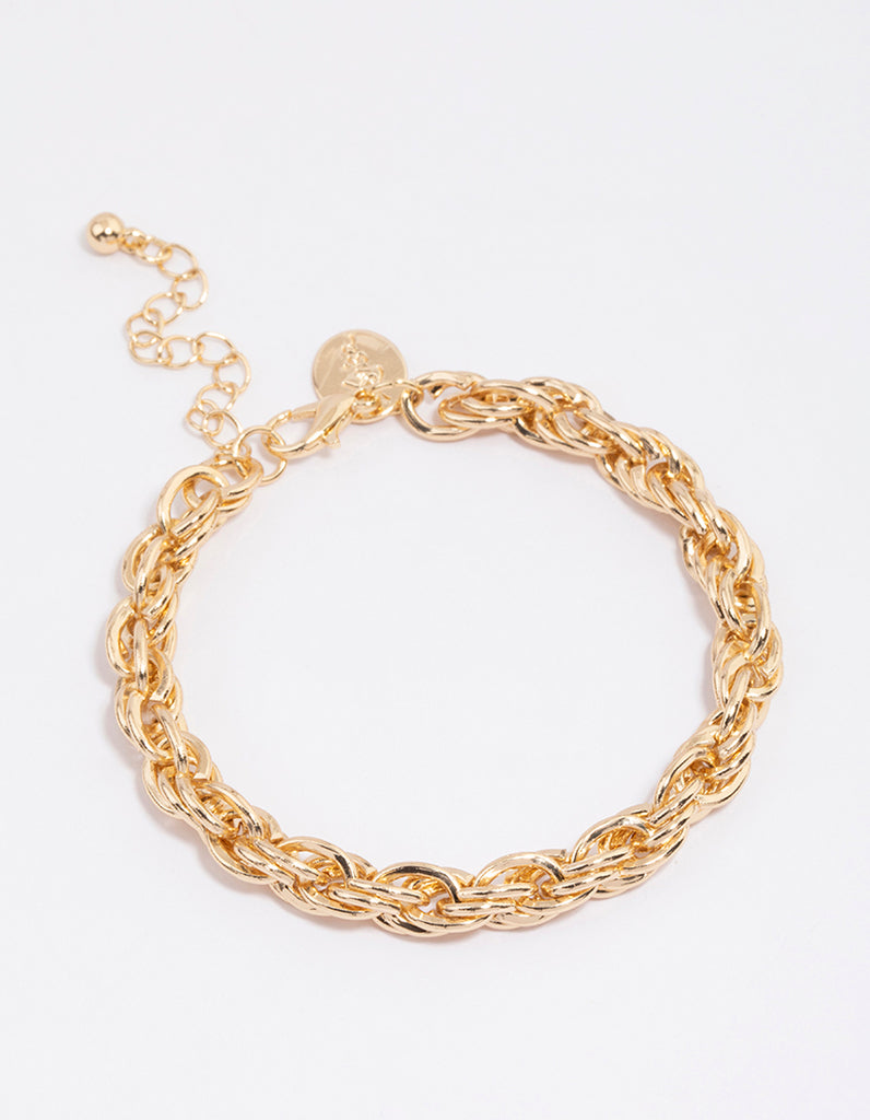 Gold Rope Double Chain Bracelet - Lovisa