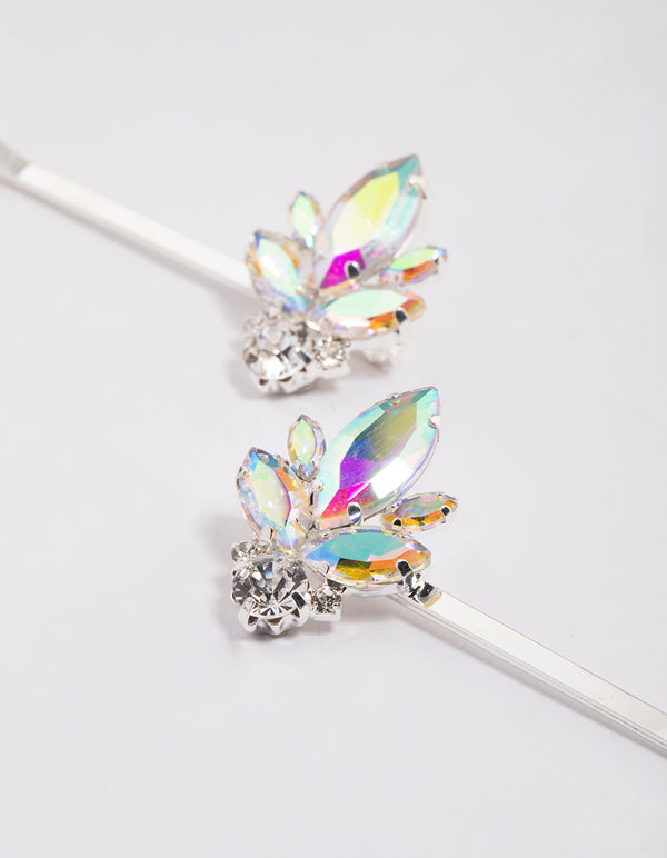 Silver Diamante Hair Pin Pack