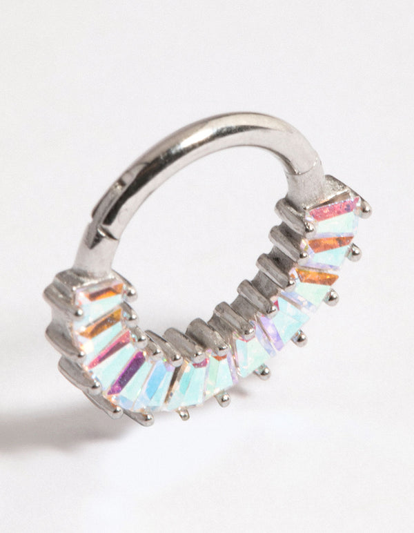 Surgical Steel Baguette Stone Clicker Ring