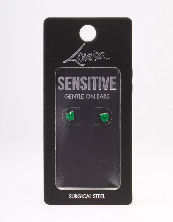 Surgical Steel Crystal Heart Stud Earrings