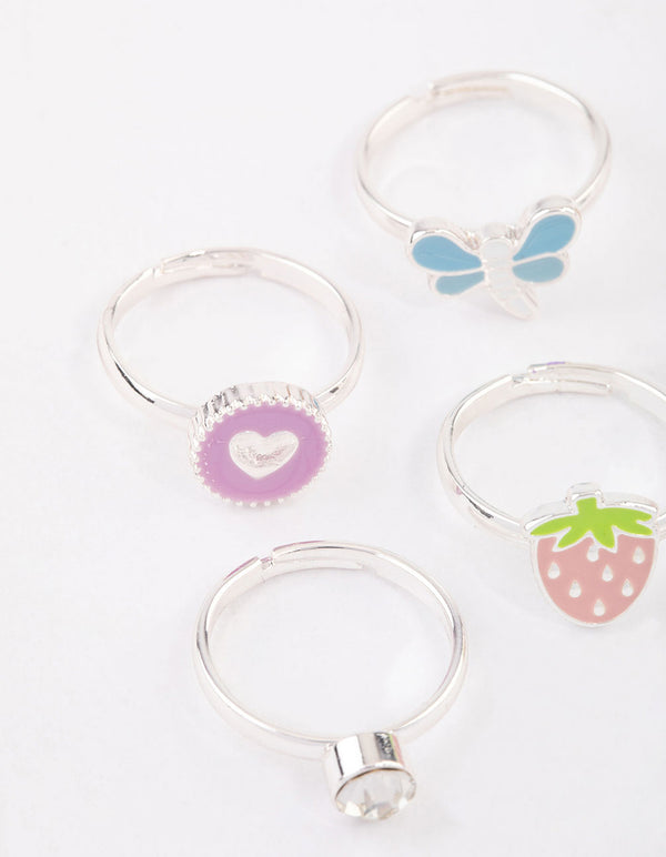 Kids Silver Unicorn Sweet Ring 6-Pack
