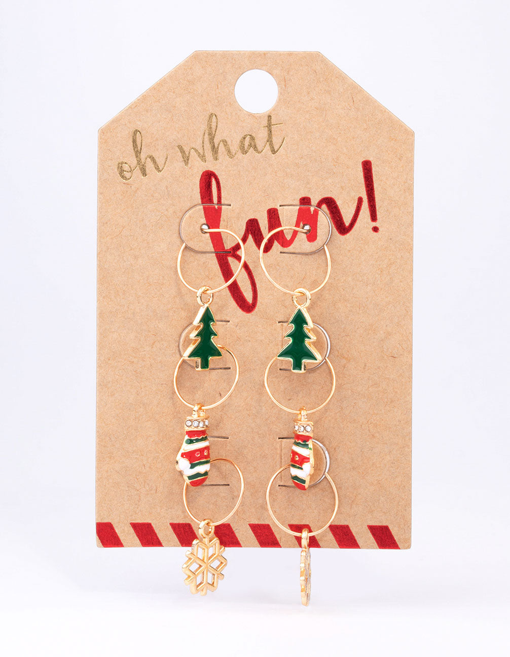 Gold Christmas Hoop Earrings 3-Pack
