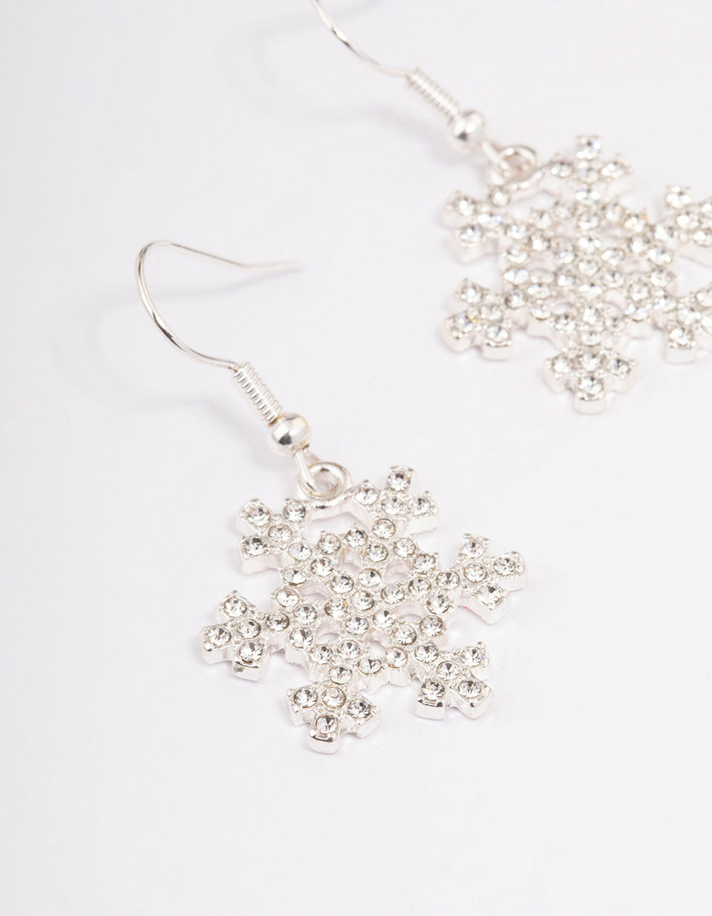 Silver Diamante Snowflake Drop Earrings