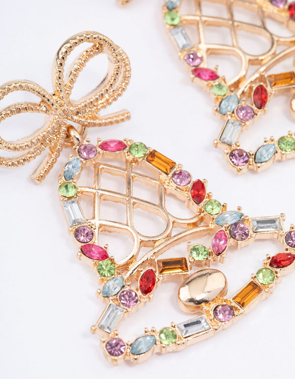 Gold Dainty Diamante Ball Drop Earrings