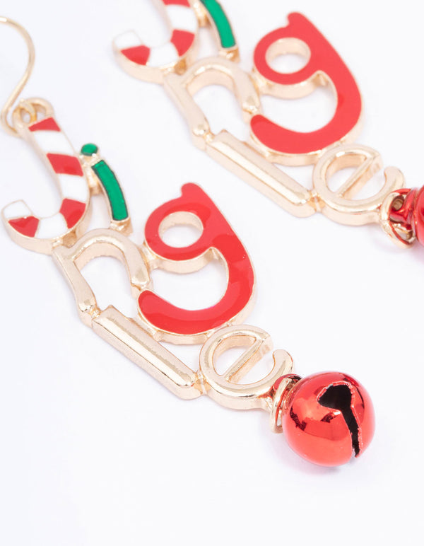 Gold Christmas Jingle Drop Earrings