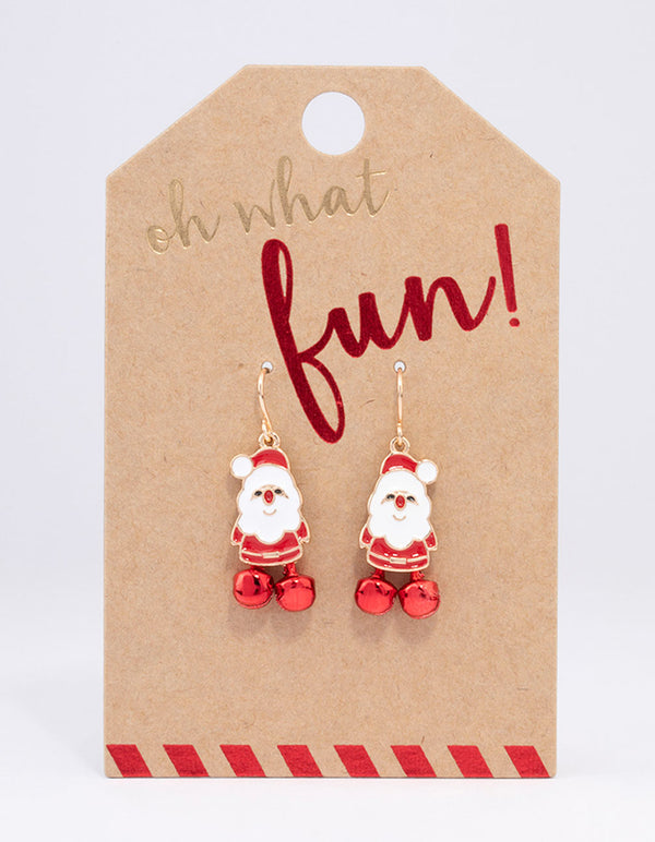 Red Mini Santa Ball Drop Earrings