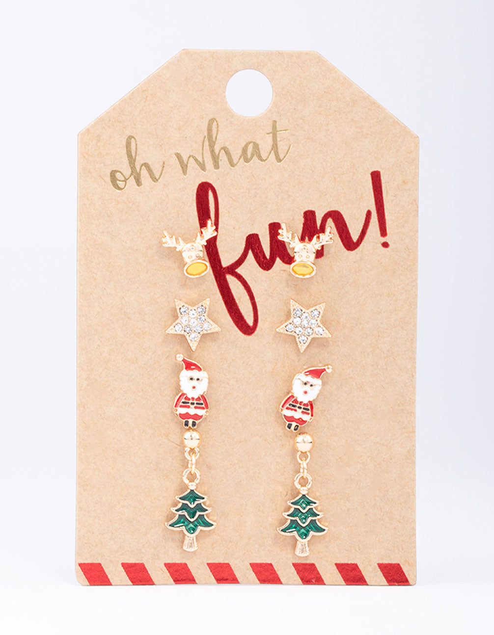 Gold Traditional Christmas Tree Stud Earrings 4-Pack