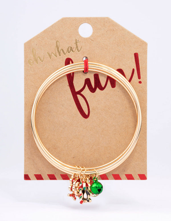 Gold Christmas Charm Bangle Pack