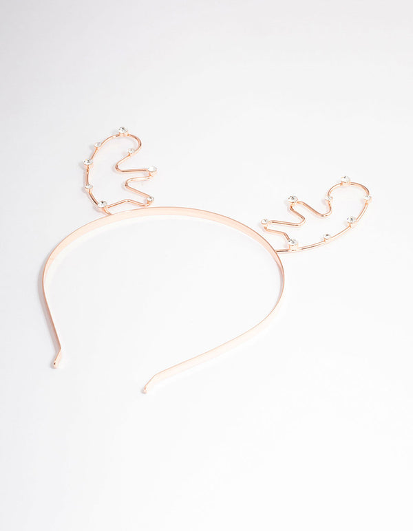 Rose Gold Reindeer Diamante Headband